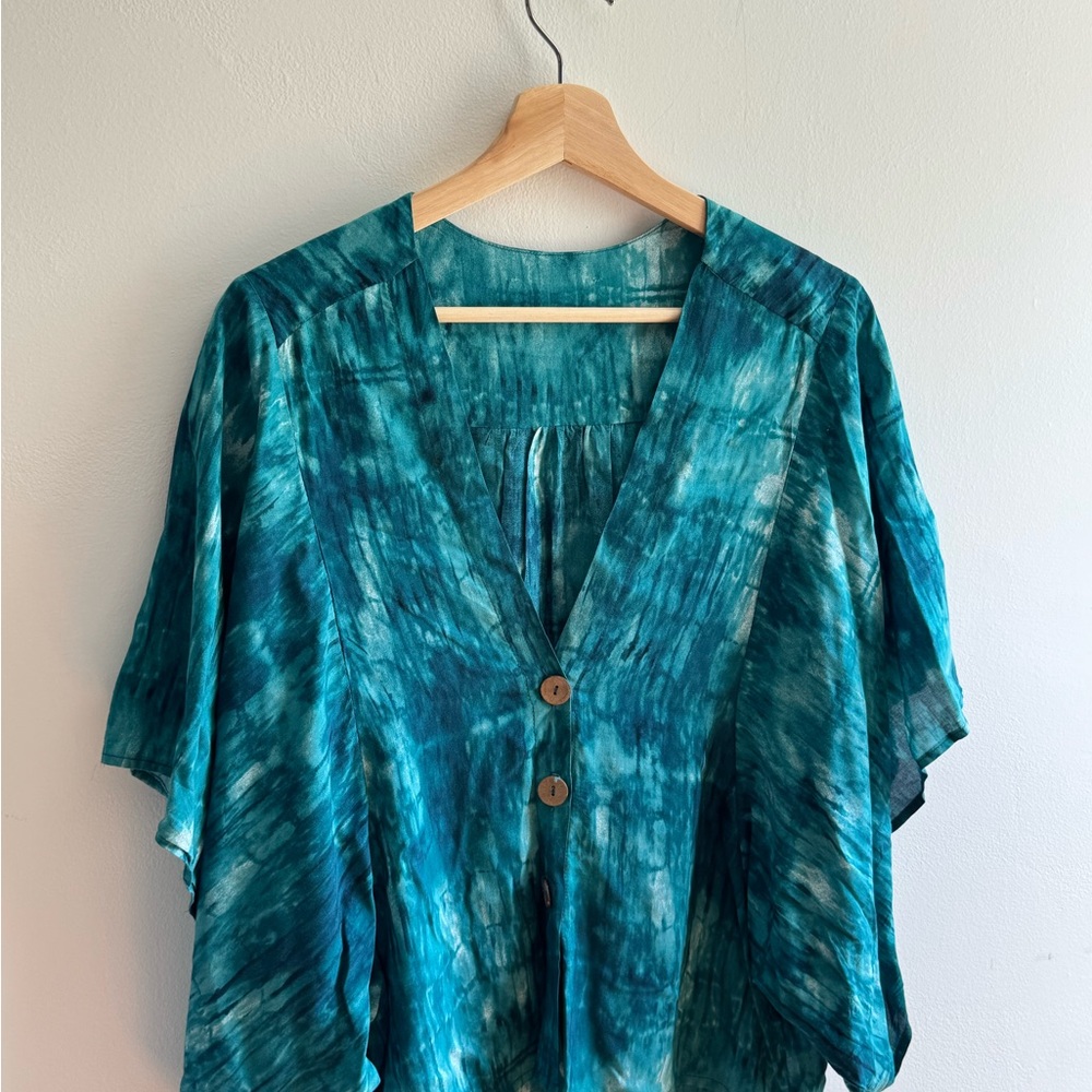 Teal Tie-Dye Women's Top